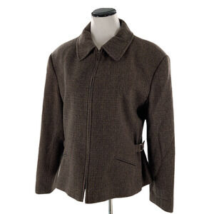 Braebrook Vintage 100% Wool Fully Lined Crop Plaid Jacket Blazer Women's Size 14